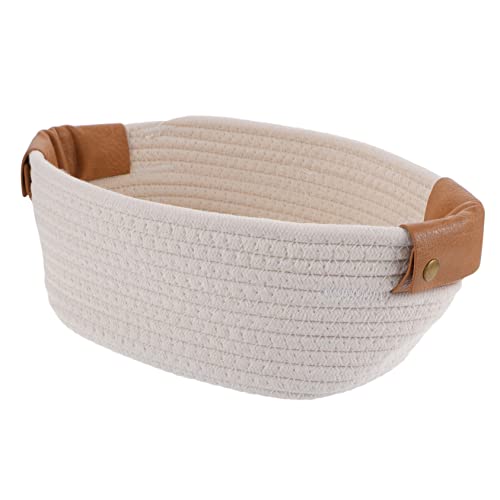 HOOTNEE Multipurpose Rope Storage Basket Lightweight and Bathroom Organizer for Toiletries and Household Items Small Shape with Handles