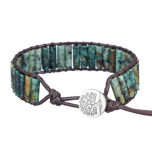 Image of Plumiss Women Boho Handmade Natural Stone Crystal Leather Bead Wrap Bracelets Collection