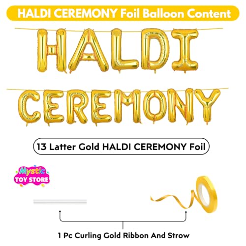 Image of Haldi Ceremony Banner Gold for Wedding Boys Girls Men Women Foil Balloon Decoration Decor Celebration Golden