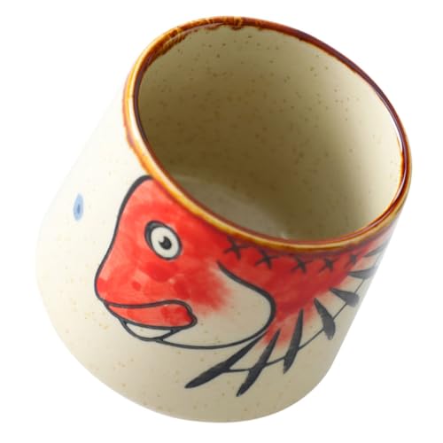 Cabilock Taza De Sake Japonesa De Cerámica Sin Asa Pintada a Mano, Diseño Estilo Japonés Vintage, Tamaño Grande, Material Cerámico Fácil De Limpiar, Para Restaurante De Sushi y Uso Diario