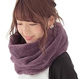 [LALA Boutique] ファー スヌード ネックウォーマー レディース メンズ フェイクファー 厚手 無地 防寒 (29アッシュプラム)