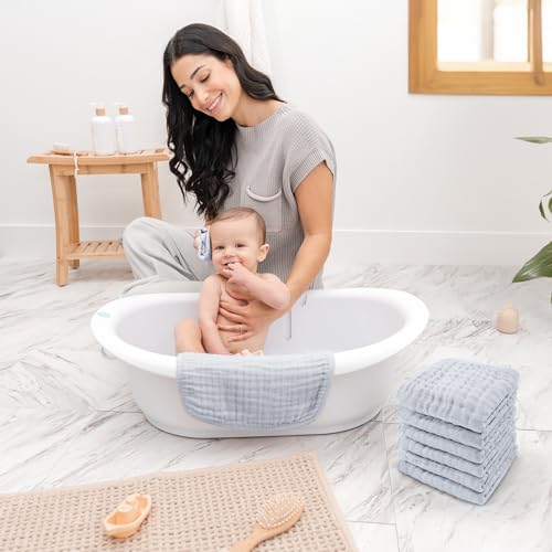 image for Comfy Cubs Muslin Baby Washcloths 10 Pack - Soft 6-Layer Cotton Wash C