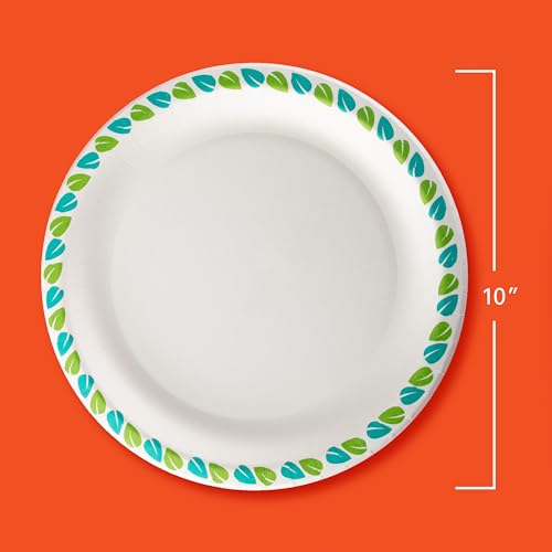 Hefty Compostable Paper Plates, 10 Inches, 20 Count, Patterned Disposable Plates for BBQs, Parties, Holidays, and Everyday Use, Soak-Resistant, Made with Plant-Based Materials, Microwave Safe - image 2