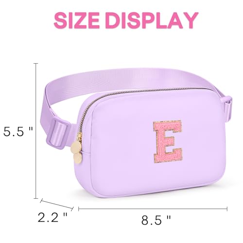 Image of Initial Fanny Pack for Girls, Birthday Gifts for 4 5 6 7 8 9 10 11 12 13 Teen Girl - Cute Personalized Trend Stuff - Lavender E