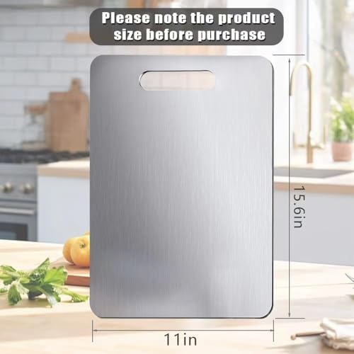 Image of Titanium Cutting Board, 2 PCS Titanium Cutting Boards for Kitchen, Non Toxic, Double-Sided Food Grade Chopping Board for Outdoor Camping(15.6 inch x 11 inch,15.6 inch x 11 inch)