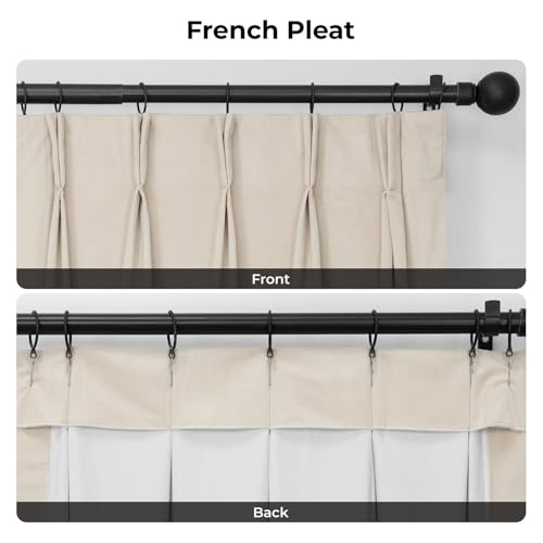 Image of HPD Half Price Drapes Velvet Blackout Curtains /Drapes - 96 Inches Long 1 Panel Blackout Curtain Signature Pleated for Living Room & Bedroom - 25W X 96L, Ecru
