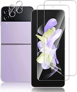 TUTUO [2+2 Pack Compatible with Samsung Galaxy Z Flip 4 5G Screen Protector + Camera Lens Protector, [Anti-Scratch] [Bubble Free] Soft TPU (NOT Glass) HD Full Coverage Soft Protective Film