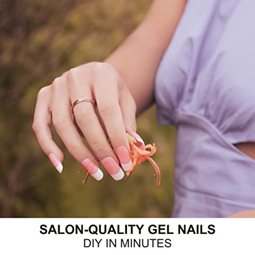 Danni & Toni Semi Cured Gel Nail Strips (Timeless French Tips) Nude French Gel Nail Stickers For Long Nails Stick-On Nail Wraps 28 Stickers #TOP1