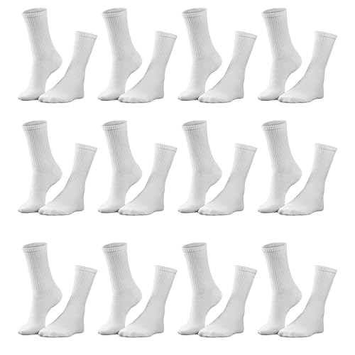 Winterlace Cotton Crew Socks 12 Pairs, Mens Womens Bulk Pack Casual Sport Sock
