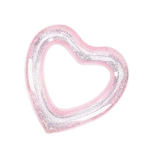 BESPORTBLE Glitter Heart Shaped Pool Float Inflatable Swimming Ring Fun for Beach Parties Pools Lightweight Portable Design for Beginners Water Fun Activities