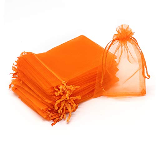 Image of Dealglad 50pcs Drawstring Organza Jewelry Candy Pouch Christmas Wedding Party Favor Gift Bags (3.5x4.5 inch, Orange)