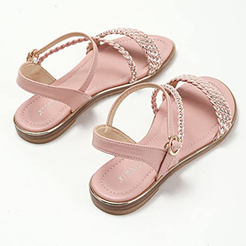 Womens Braided Strappy Flat Sandals Summer Casual Walking Shoes Slingback Buckle Closure4