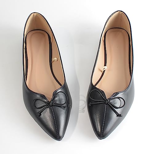 Hbeylia Ballet Flats for Women Ladies Fashion Casual Leather Ultra Soft Lightweight Comfort Pointed Toe Low Heels Slip On Flats Walking Loafers Dress Oxfords Sneakers Shoes