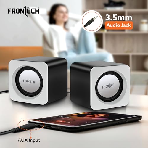 FRONTECH Premium 2.0 Channel USB Powered Speakers with 1.5W x 2 Output, AUX Input, and 1-Year Warranty (White) - Image 4