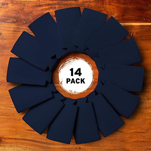 Image of Slim Can Cooler Sleeves (14-Pack) Soft Slim Can Koolie for White Claw Seltzer & Slim Beer - HTV Blanks for Vinyl Projects - Skinny Can Koolies Bulk - Tall Can Coolies for Slim Cans (Navy Blue)