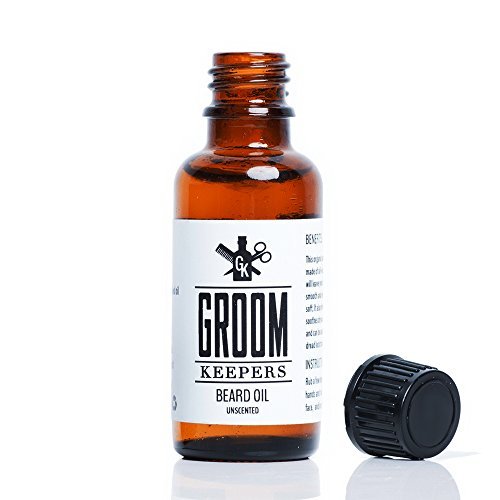 Beard Oil & Mustache Oil by Groom Keepers - 100% USDA Certified Organic - Made in USA - Contains The Finest Natural Ingredients for a Soft & Healthy Beard! Safe & Guaranteed Results. 1oz Unscented