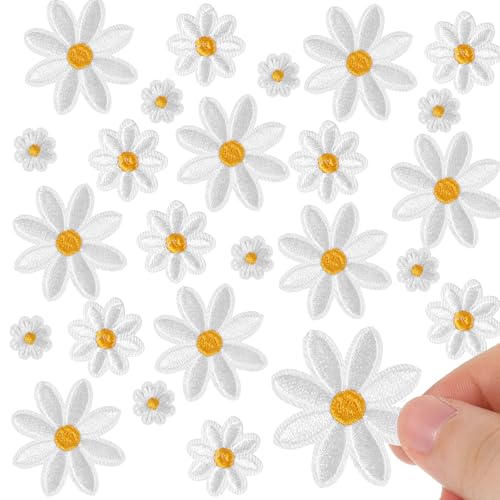 36 Stück Gänseblümchen Flicken Zum Aufbügeln Bügelflicken Blumen Patches Zum Aufbügeln Bügelbilder Für Textilien Aufbügel Aufnäher Applikation Für Kleidung Jacken Jeans Schuhe Und Rucksäcke3 Größen