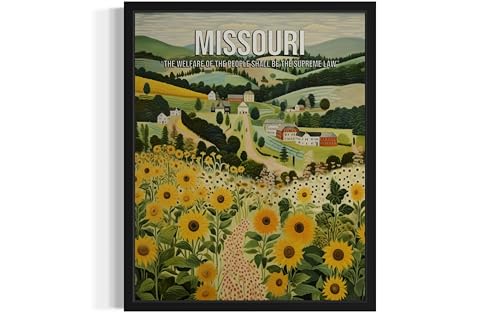 Missouri Poster Art Print Wall Art, States Motto Vintage Travel Scenery Posters, Travel Gift, Artwork Home Decor Wall Art Painting for Bedroom, Bathroom, Living Room Art Decorations Gallery 21 (Missouri, 11 x 14 inches, Unframed)