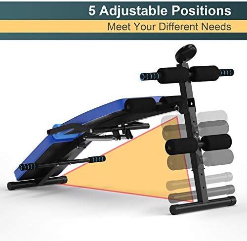 COSTWAY Sit Up Bench, Foldable Abdominal Training Workout Board with LCD Monitor and 5 Adjustable Positions, Flat Incline Decline Curved Benches for Home Office Gym