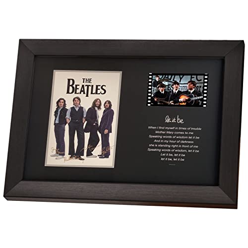 Image of veratwo The Beatles Decor - Signed Beatles Poster Framed Gifts with 1x 35mm Film Display,Beatles Let It Be lyric Decoration,Cool Memorabilia Gifts for Beatles Fans 8x6 Inches