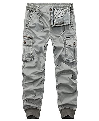 ebossy Mens Multi Pockets Cargo Pants Button Fly Military Combat Ripstop Jogger Trouser