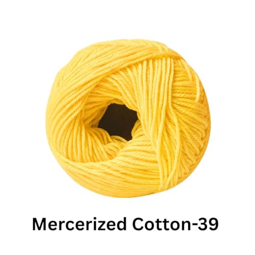 Image of VCR 4 Ply Yellow 100% Mercerized Cotton Yarn, 60 Grams Hank, 190 Meters Length, Cotton Combed Ball, Smooth and Glossy Crochet Yarn for Crochet and Knitting, Pack of 1, Suitable for DIY Crafts