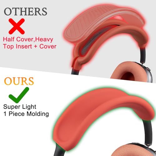 Image of SOULWIT Upgraded Headband Protector for AirPods Max (USB-C /Lightning), Sweat Proof Full Cover for Gym Workouts, (Easy Disassembly Required) - Red