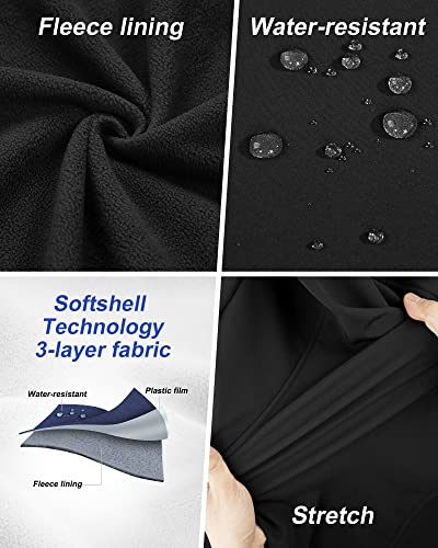 Outdoor Ventures Softshell Weste Damen Ärmellose Jacke Laufweste Leicht Winddicht Warm Fleeceweste Stehkragen Sport Golf Weste mit 4 Taschen für Wandern Camping Schwarz L