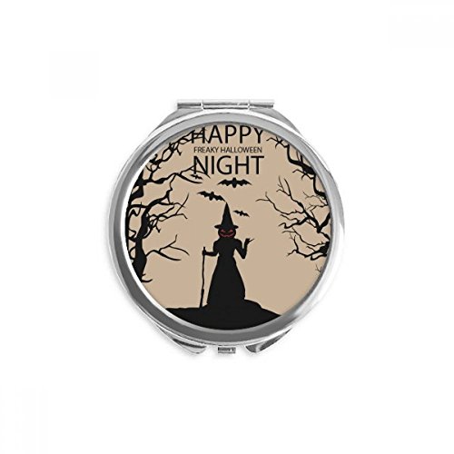 Miroir rond de poche Halloween citrouille esprit de nuit portable