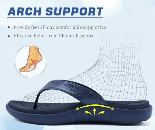 Image of jiajiale Womens Fashion Orthotic Flip Flops Ladies Slip On Lightweight Comfortable Thick Cushion Yoga Mat Thong Sandals With Plantar Fasciitis Arch Support