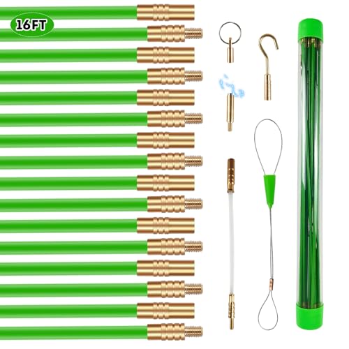 MeilsurY Fish Tape Wire Puller,22FT Fiberglass Fishing Wire, Wire Fishing Tools With 6 Different Attachments,Premium Wire Puller for Electrical Cable Pulling