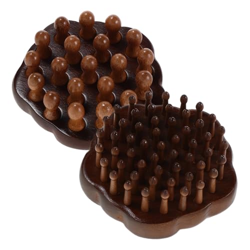 GANAZONO 2 Piezas Peine de Madera de Sándalo Natural con Anillo Metálico Peines de Dientes Redondos y para Masaje Capilar y Desenredar Tipo de Cabello Herramienta Manual para Cuidado del