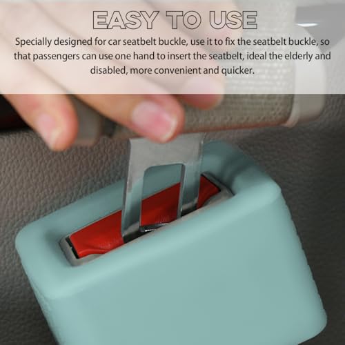 Image of Augeny 2 PCS Seat Belt Buckle Holder, Silicone Auto Rear Seatbelt Buckle Booster to Makes Receptacle Stand Upright for Easy Access, Universal Vehicle Seatbelt Buckle for Kids (Light Green)