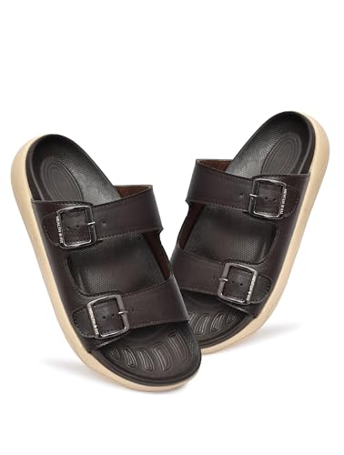 Image of HEALTH FIT Extra Soft Premium Classic Cushion Sliders /with Adjustable Buckle Strap & Light Weight Anti-SkidWaterproof Luxurious Slippers for Men's HF120