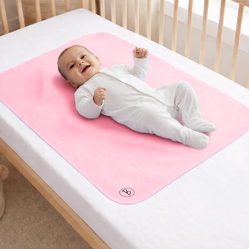 Image of Btag Baby Waterproof, Super Soft Fast Drying Mattress Protector | Extra Absorbent, Anti-Itching Sheet for New Born,Toddler (Size 50x70 cm, Pack of 1, Salmon Rose)