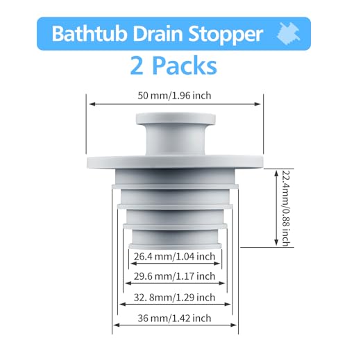 Aluvor Universal Bathtub Stopper 2pcs Sink Stopper Tub Plug Bathroom Shower Drain Plug Silicone Bathtub Drain Plug Tub Drain Stopper Washbasin Stopper