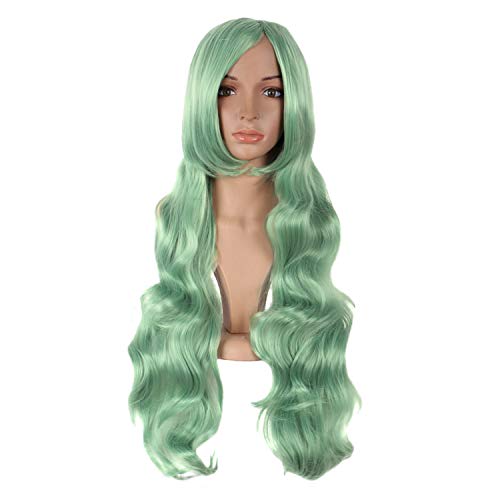 MapofBeauty 32 Inches 80cm Long Hair Spiral Curly Cosplay Costume Wig (Gray Green)