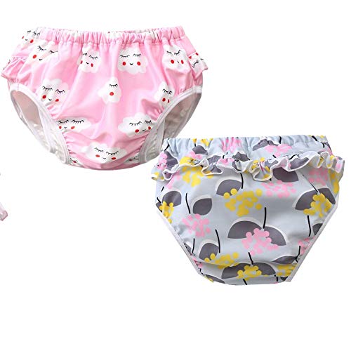 2 PC Baby Reusable Swim Diaper Leakproof Swimming Shorts Suitable for 15-36lbs Girls Shower Gifts & Swimming Lessons (Set 2, XL/15-22lb/0-1 Years)