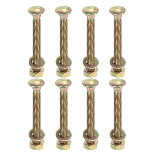 Image of uxcell M8 x 60mm Carriage Bolt Kit, 12 Set Round Head Square Neck Screws, Carriage Bolts Screws Set Includes Washers and Nuts - Carbon Steel Zinc Plated for Fastening Accessories