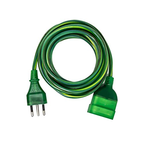 Electraline 46104 Prolunga, Lunghezza 3 m, Presa 10 A 230V, Sezione Cavo 3x1 mm, Verde