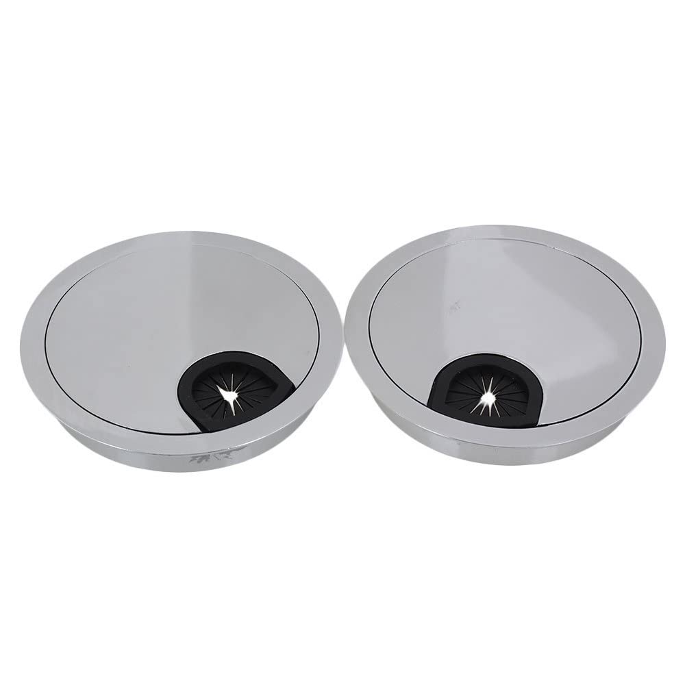 Sybnikolf 6 Desk Grommet 2 Piece Zinc Alloy Round Table Hole Cover Wire Outlet Port For Computer Pc Desk 50/53/60/80Mm Line Holder(,53Mm)