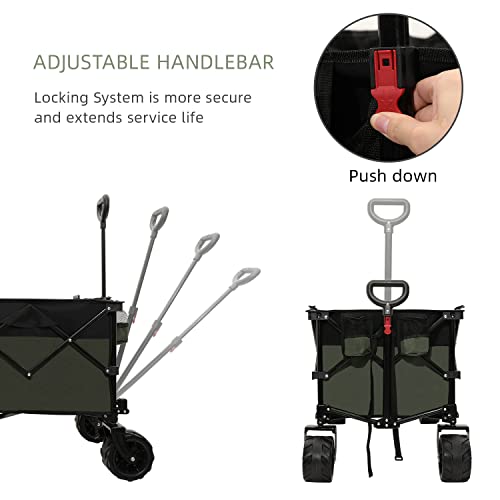 Sincely Heavy Duty Folding Utility Wagon Outdoor Garden Camping Wagon Portable Beach Cart Large Capacity With Cover Bag&2 Bungee Cords … #TOP2