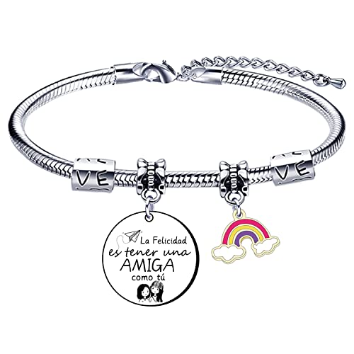 LKJHGF Pulsera de Amistad Regalos para Amigos Pulsera para Mejores Amiga"la felicidad es tener una amiga como tu" Regalo de Amistad Pulsera Grabada Regalos de Graduación Regalo Navidad Cumpleaños Cover