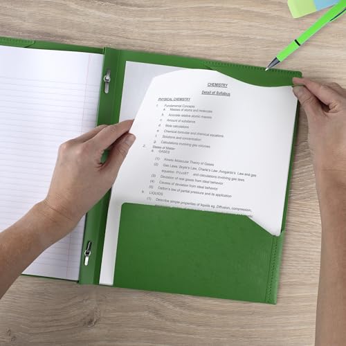 Image of Five Star 2-Pocket Plastic Folder with Stay-Put Tabs and Prong Fasteners, Holds 8.5 inch x 11 inch Paper, Assorted Colors, 4 Pack (340300A)