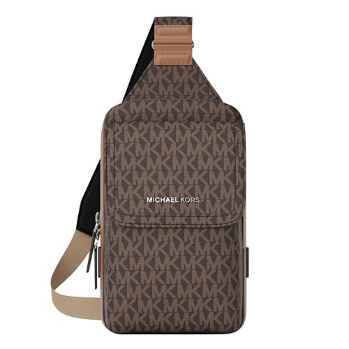 Michael Kors Mens Hudson Medium Flap Sling Pack/MK Signature Small Brown/Luggage