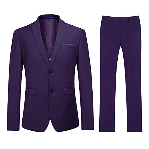 YOUTHUP Costume Homme Formel Slim Fit Elégant Classique Trois-Pièces d'affaire Mariage Veste Gilet et Pantalon