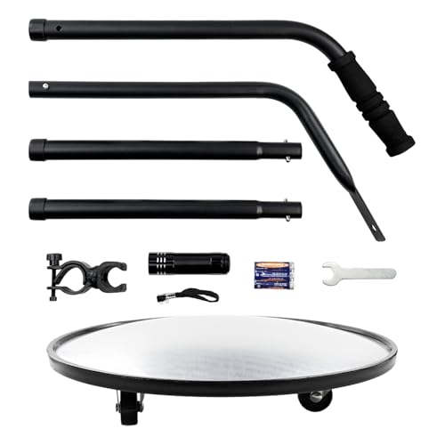 Inspektionsspiegel unter dem Fahrzeug, 55 Zoll Teleskop Inspektionsspiegel mit Rädern und LED-Licht, Konvexer Suchspiegel zur Sicherheitskontrolle unter Autos/LKWs/Ausrüstungen/über Regalen und Ecken