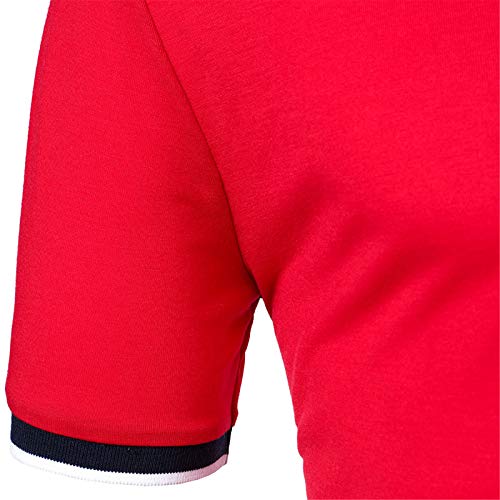 Polo homme patchwork rouge à coupe ajustée et col à revers original - 5