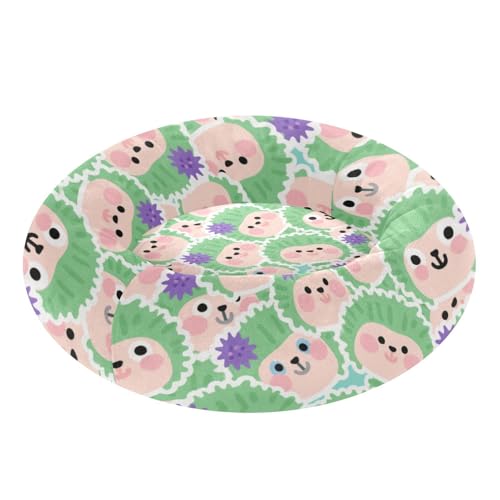 Couchage chien chat lit antidérapant motif hérisson vert taille M confortable