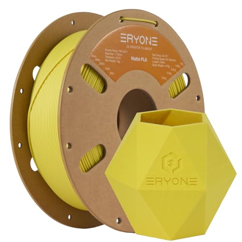 Image of ERYONE Matte PLA Filament for 3D Printer, Filament 1.75mm + /- 0.03mm, 1kg (2.2LBS) /Spool, Yellow
